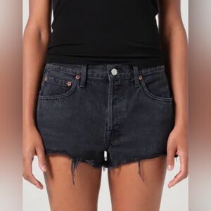 Agolde vintage parker cut off shorts in black